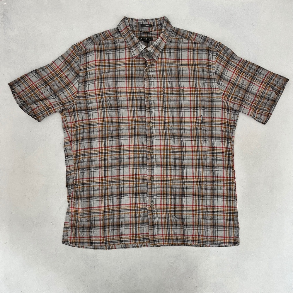 Eddie Bauer Shirt‎ Mens XL Button Up Shirt Multicolor Classic Fit Short Sleeve